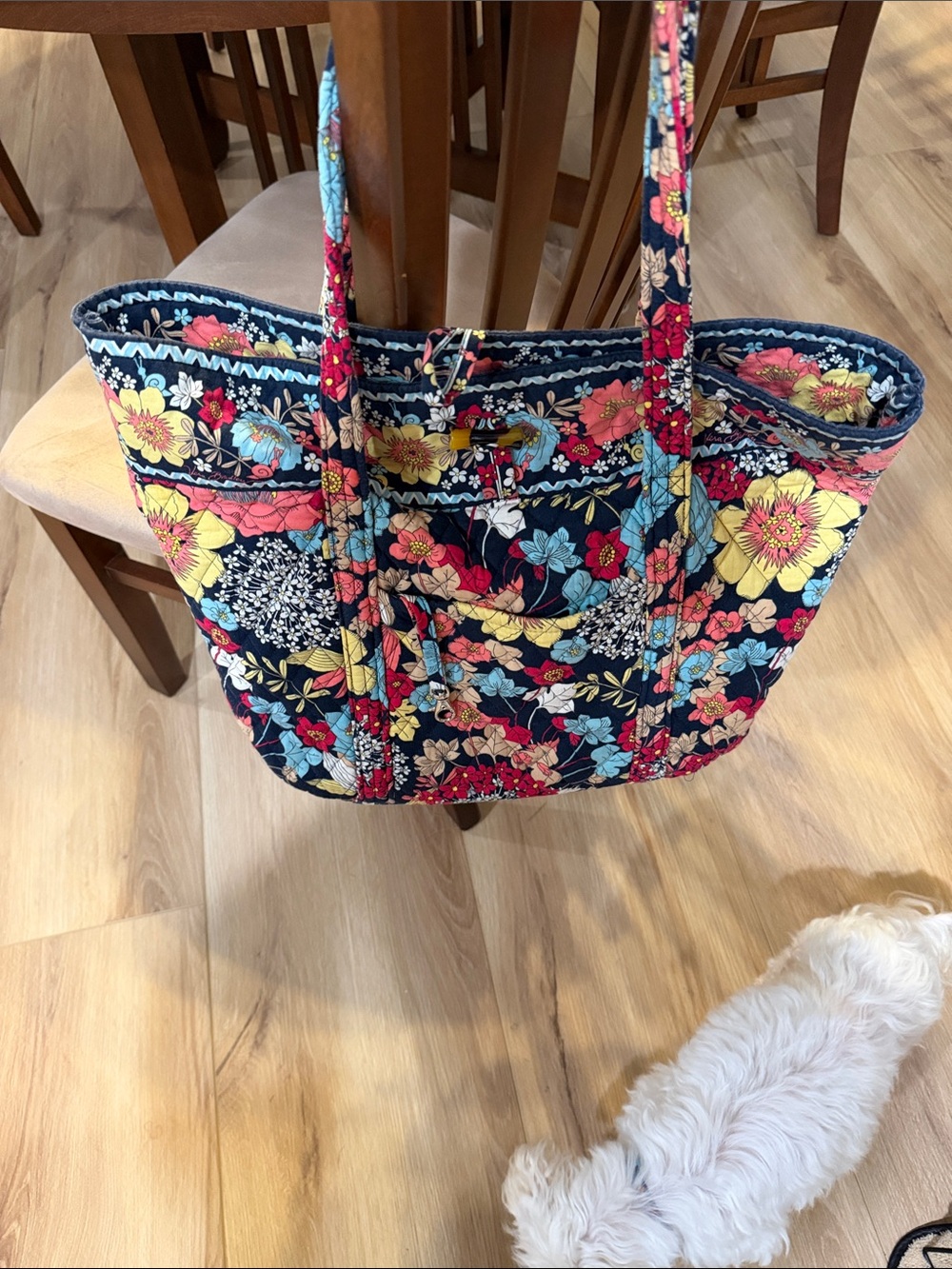 Vera Bradley Quilted Floral Tote Bag - Navy Multicolor- laptop size